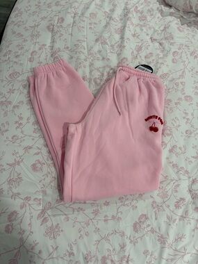 White Fox Boutique Pink Cherry Jogger Sweatpants